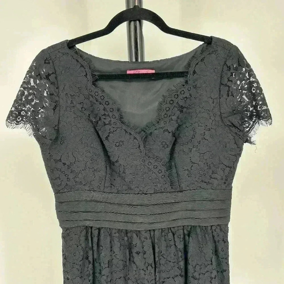 Eliza J Womens Fit and Flare Dress Size‎ 10 Black Lace Knee Length V Neck - Picture 1 of 14